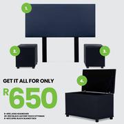 Joise Headboard 8-498, Black Leather Touch Ottoman 40-852 & April Black Blanket Box 8 463-For All