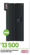 Defy 496Ltr Black Glass SxS Fridge DFF456