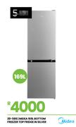 Midea 169Ltr Bottom Freezer Top Fridge In Silver 20-586