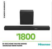 Hisense Home Theatre 480W Soundbar HS3100 23-823