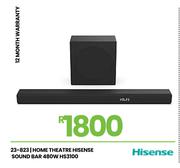 Hisense 480W Home Theatre Sound Bar HS3100 23-823