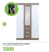 Rome 3 Door Wardrobe With Mirror 1950 x 1200 x 420mm 1-275