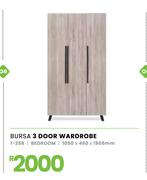 Bursa 3 Door Wardrobe 1050 x 460 x 1905mm 1-258