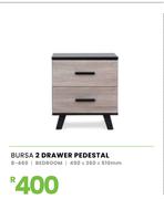 Bursa 2 Drawer Pedestal 450 x 360 x 510mm 8-460