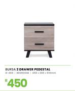 Bursa Bedroom 2 Drawer Pedestal (450 x 360 x 510mm) 8-460