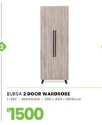 Bursa 2 Door Bedroom Wardrobe (700 x 460 x 1905mm) 1-257