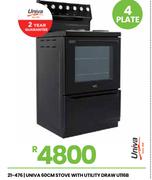 Univa 4 Plate 60cm Stove With Utility Draw U116B 21-476