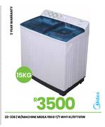 Midea 15Kg T/T WHT Washing Machine KL15TTG1W 22-336