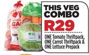 One Tomato Thriftpack, One Carrot Thriftpack & One Lettuce Prepack-Combo