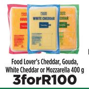 Food Lover's Cheddar, Gouda, White Cheddar Or Mozzarella-3x400g