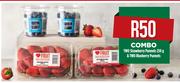 Two Strawberry Punnets 250g & Two Blueberry Punnets-Combo