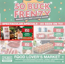 Food Lovers Market Western Cape : 50 Buck Frenzy (26 Aug - 1 Sept 2019), page 1