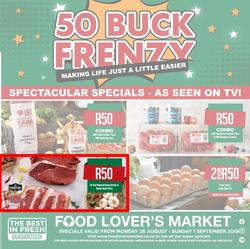 Food Lovers Market Western Cape : 50 Buck Frenzy (26 Aug - 1 Sept 2019), page 1