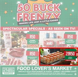 Food Lovers Market Western Cape : 50 Buck Frenzy (26 Aug - 1 Sept 2019), page 1