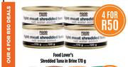2Food Lover's Shredded Tuna In Brine-4x170g