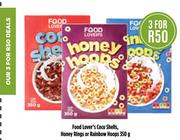 2Food Lover's Coco Shells, Honey Rings Or Rainbow Hoops-3x350g