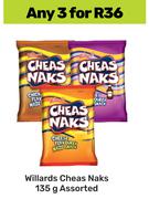 Willards Cheas Naks Assorted-For 3 x 135g