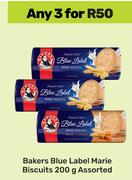 Bakers Blue Label Marie Biscuits Assorted-For 3 x 200g