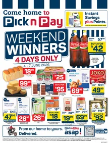 Pick n Pay Gauteng, Mpumalanga, Limpopo, Free State, North West & Northern Cape : Weekend Winners (04 June - 07 June 2026)