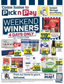 Pick n Pay Gauteng, Mpumalanga, Limpopo, Free State, North West & Northern Cape : Weekend Winners (14 May - 17 May 2026)