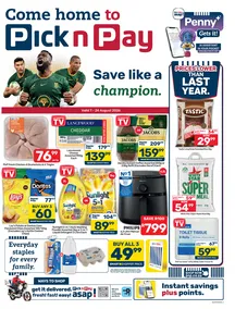 Pick n Pay Gauteng, Mpumalanga, Limpopo. Free State, North West & Northern Cape : Save Like A Champion (07 August - 24 August 2026)