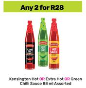 Kensington Hot Or Extra Hot Or Green Chilli Sauce Assorted-For 2 x 88ml