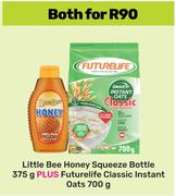 Little Bee Honey Squeeze Bottle 375g + Futurelife Classic Instant Oats 700g-Both For