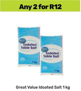 Great Value Idoated Salt-For 2 x 1Kg