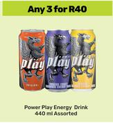 Power Play Energy Drink Assorted-For 3 x 440ml