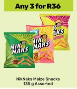 Nik Naks Maize Snacks Assorted-For 3 x 135g