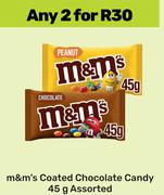 M&M's Coated Chocolate Candy Assorted-For 2 x 45g
