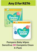 Pampers Baby Wipes Sensitive Or Complete Clean 4 Pack-For 2