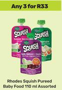 Rhodes Squish Pureed Baby Food Assorted-For 3 x 110ml