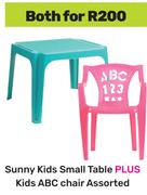 Sunny Kids Small Table Plus Kids ABC Chair Assorted-For Both