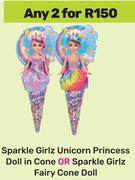 Sparkle Girlz Unicorn Princess Doll In Cones Or Sparkle Girls Fairy Cone Doll-For Any 2