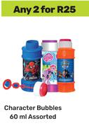 Character Bubbles Assorted-For Any 2 x 60ml
