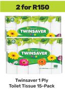 Twinsaver 1 Ply Toilet Tissue (15 Pack)-For 2