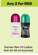 Garnier Men Or Ladies Roll-On Assorted-For Any 2 x 50ml