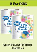 Great Value 2 Ply Roller Towels 2s Pack-For 2