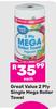 Great Value 2 Ply Single Mega Roller Towel