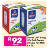 Clover UHT Long Life Full Cream Or Low Fat Milk-6 x 1L