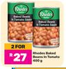 Rhodes Baked Beans In Tomato-For 2 x 400g