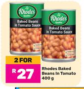 Rhodes Baked Beans In Tomato-For 2 x 400g