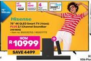 Hisense 75" 4K QLED Smart TV 75Q6Q Plus 2.1 Channel Soundbar HS1800 850030753/850017773