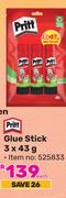 Pritt Glue Stick 525833-3 x 43g