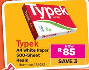 Typek A4 White Paper 500 Sheet Ream 181955