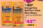 Bic Orange Fine Ball Pen (7 Pack Blue/Black) 813187001/2-Each
