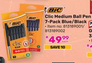 Bic Clic Medium Ball Pen (7 Pack Blue/Black) 813189001/813189002-Each