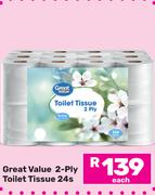 Great Value 2-Ply Toilet Tissue 24's Pack