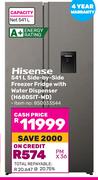 Hisense 541Ltr Side-By-Side Freezer Fridge With Water Dispenser H680SIT-WD